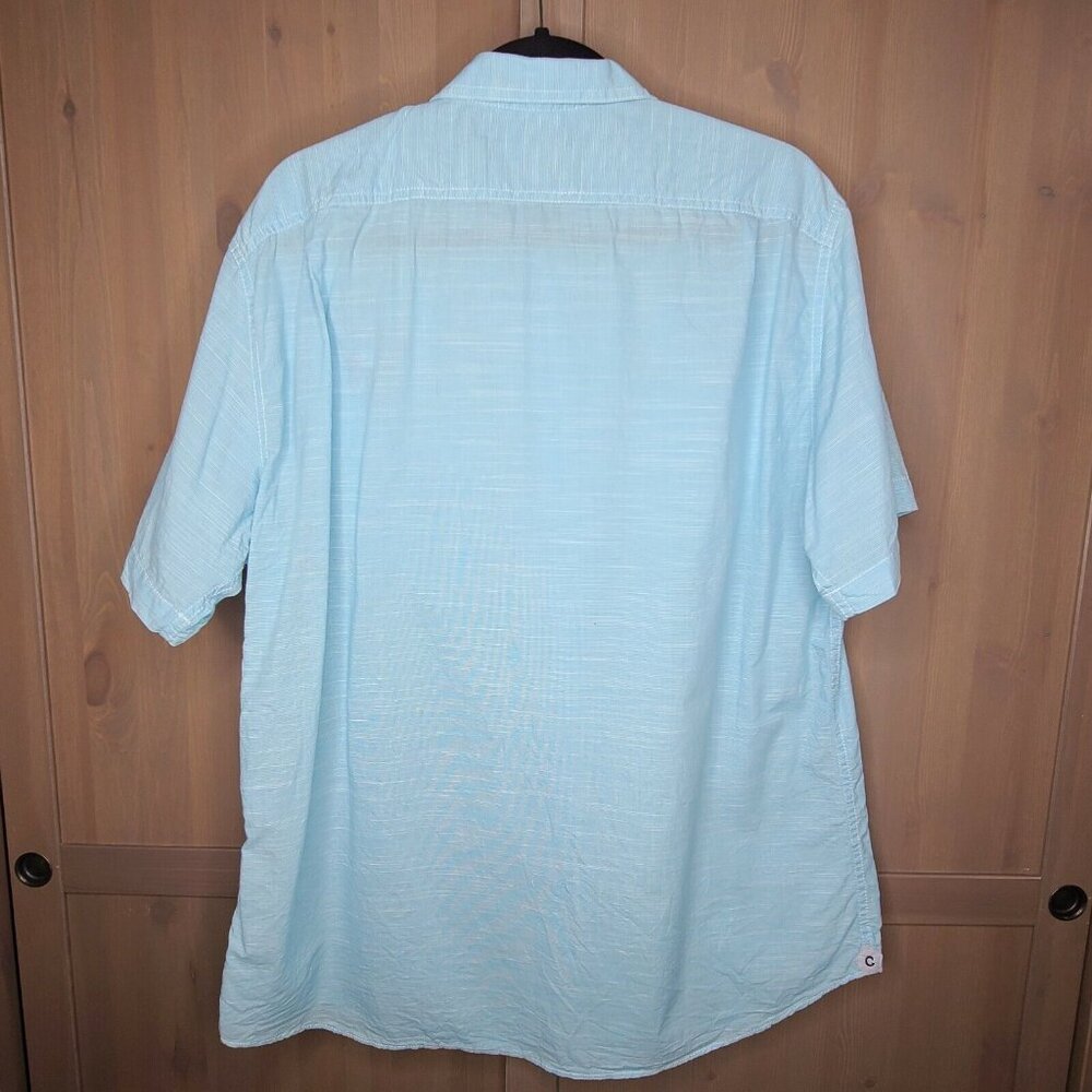 Cremieux Shirt Large Mens Light Blue Houndstooth Button Up Short Sleeve Cotton - Picture 7 of 12